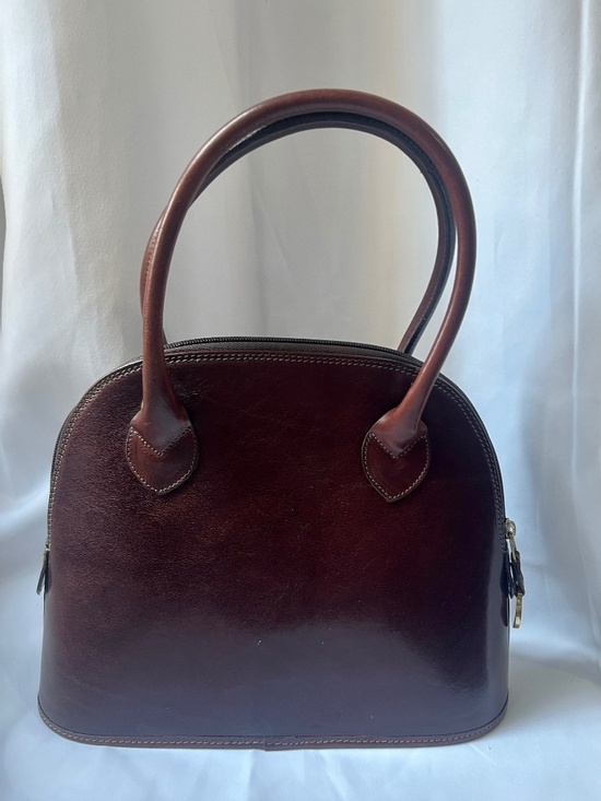 Brahmin Handbags - Vintage Made in USA Brahmin Solid Dark Brown Leather Dome Satchel Bag